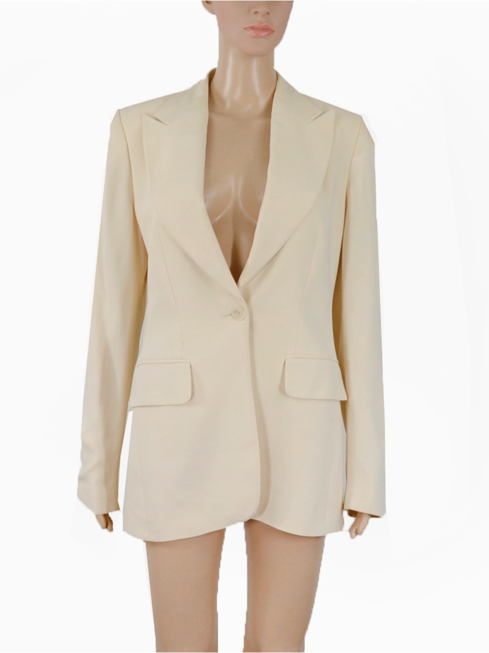 Mondi Classic Off White Light Cream One Button Blazer Jacket